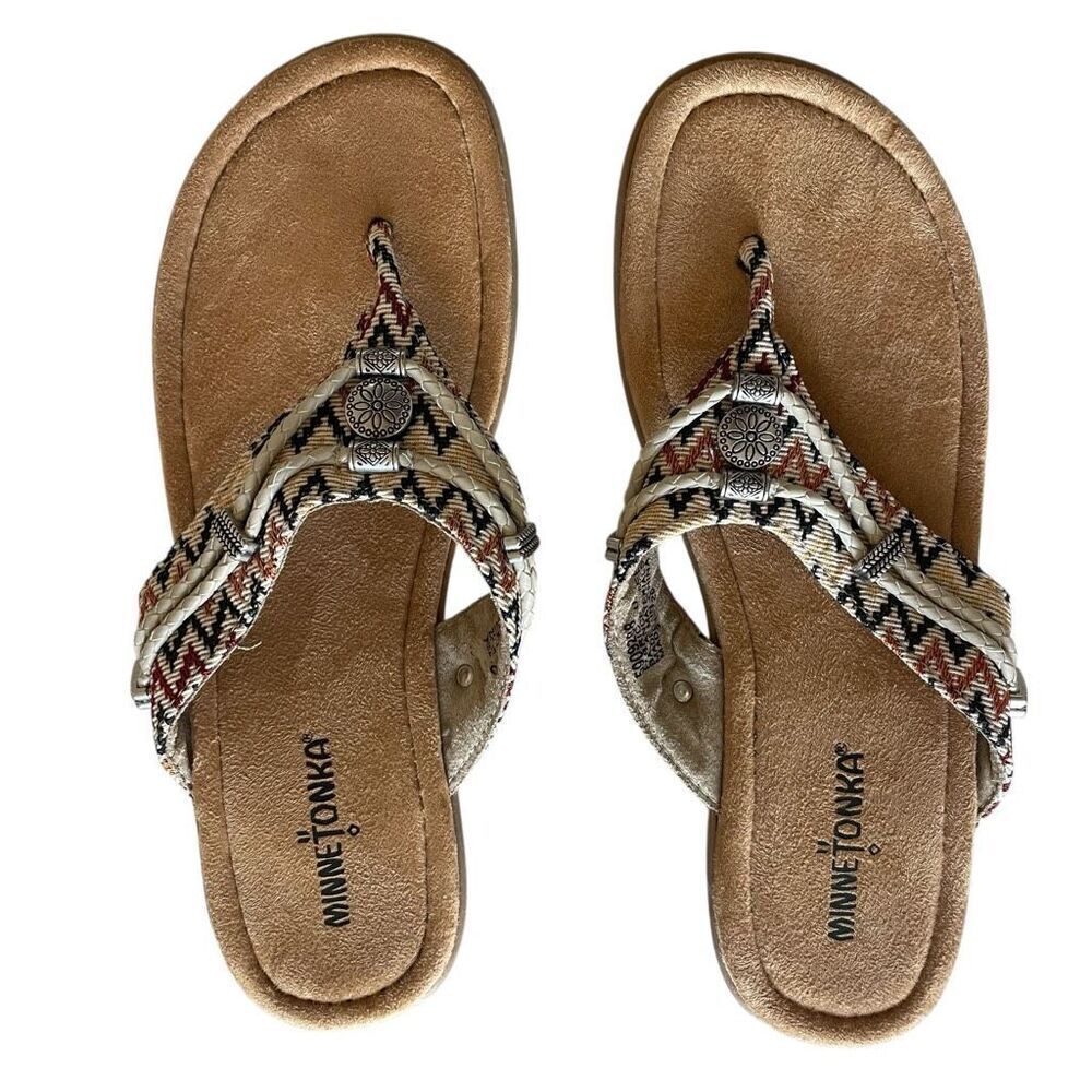 Minnetonka Silverthorne 360 Southwest Flip Flop Sandals Women’s Size 9  5909288 - Picture 2 of 5